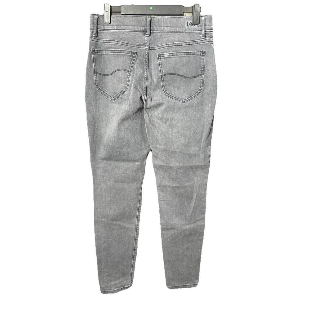 Lee Jeans Gray Denim Regular Fit Skinny Leg Mid Rise Jeans Flex Motion Size 8 - Picture 2 of 4